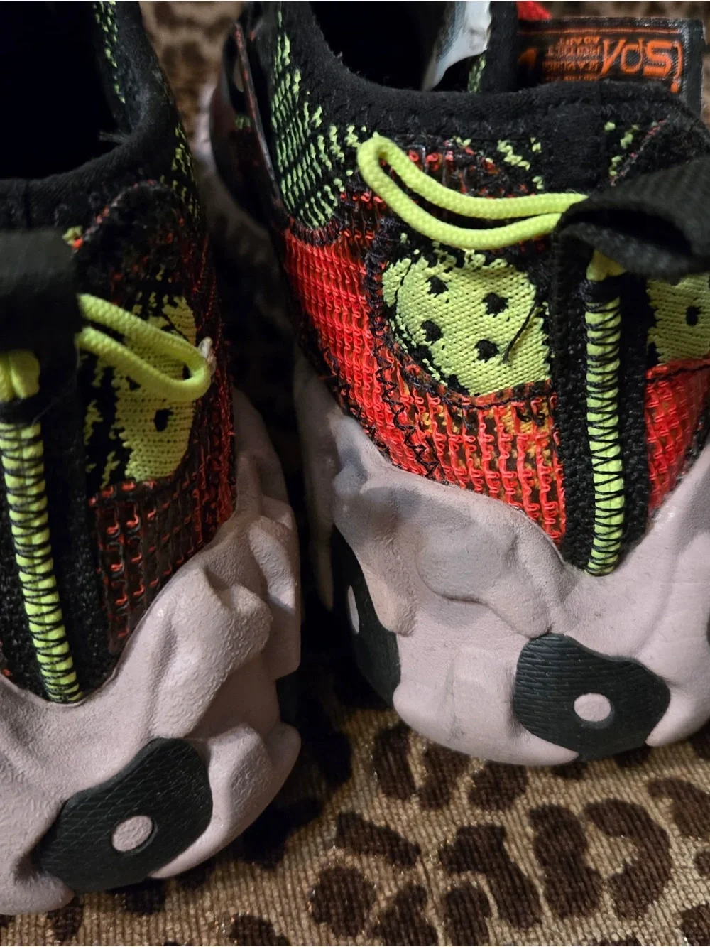 Nike Kids Black Sneakers with Neon Green & Orange Accents